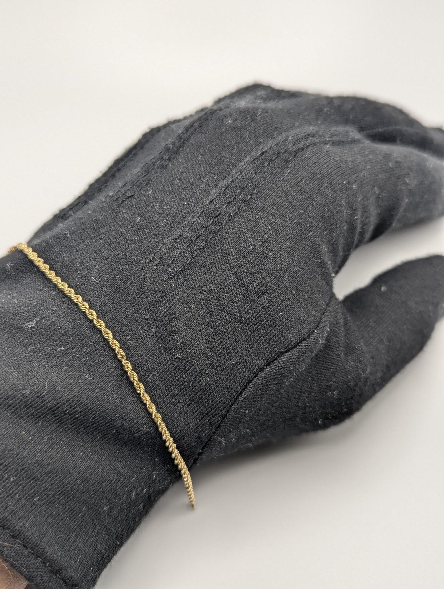 14k Yellow Gold 1.7mm Twisted Rope 7" Bracelet Chain Classic Gold Rope Chain