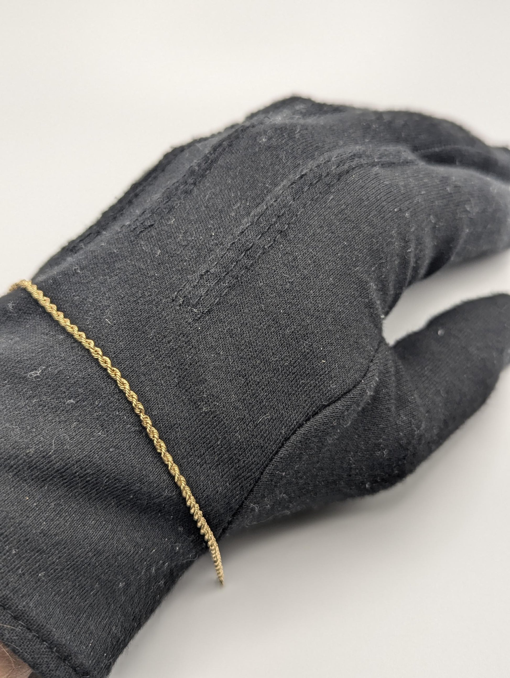 14k Yellow Gold 1.7mm Twisted Rope 7" Bracelet Chain Classic Gold Rope Chain