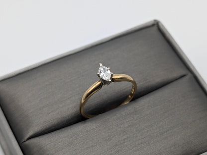 14k Yellow Gold .18ct Diamond Marquise Solitaire Wedding Promise Engagement Ring