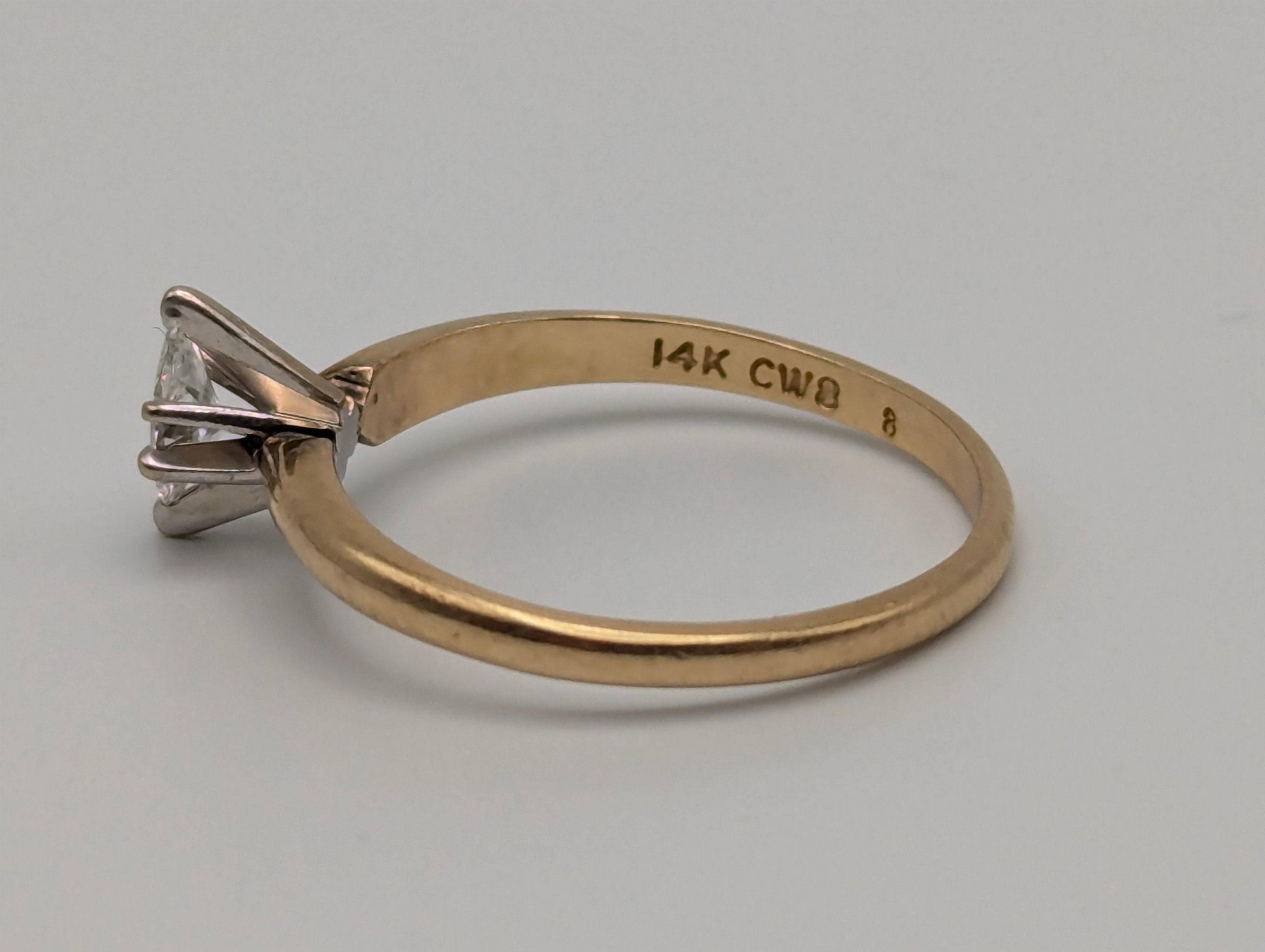 14k Yellow Gold .18ct Diamond Marquise Solitaire Wedding Promise Engagement Ring