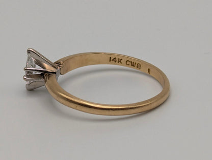 14k Yellow Gold .18ct Diamond Marquise Solitaire Wedding Promise Engagement Ring