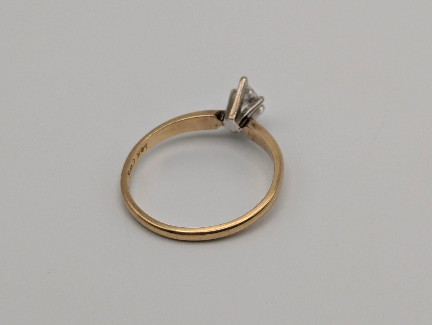 14k Yellow Gold .18ct Diamond Marquise Solitaire Wedding Promise Engagement Ring