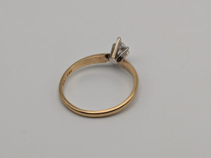 14k Yellow Gold .18ct Diamond Marquise Solitaire Wedding Promise Engagement Ring