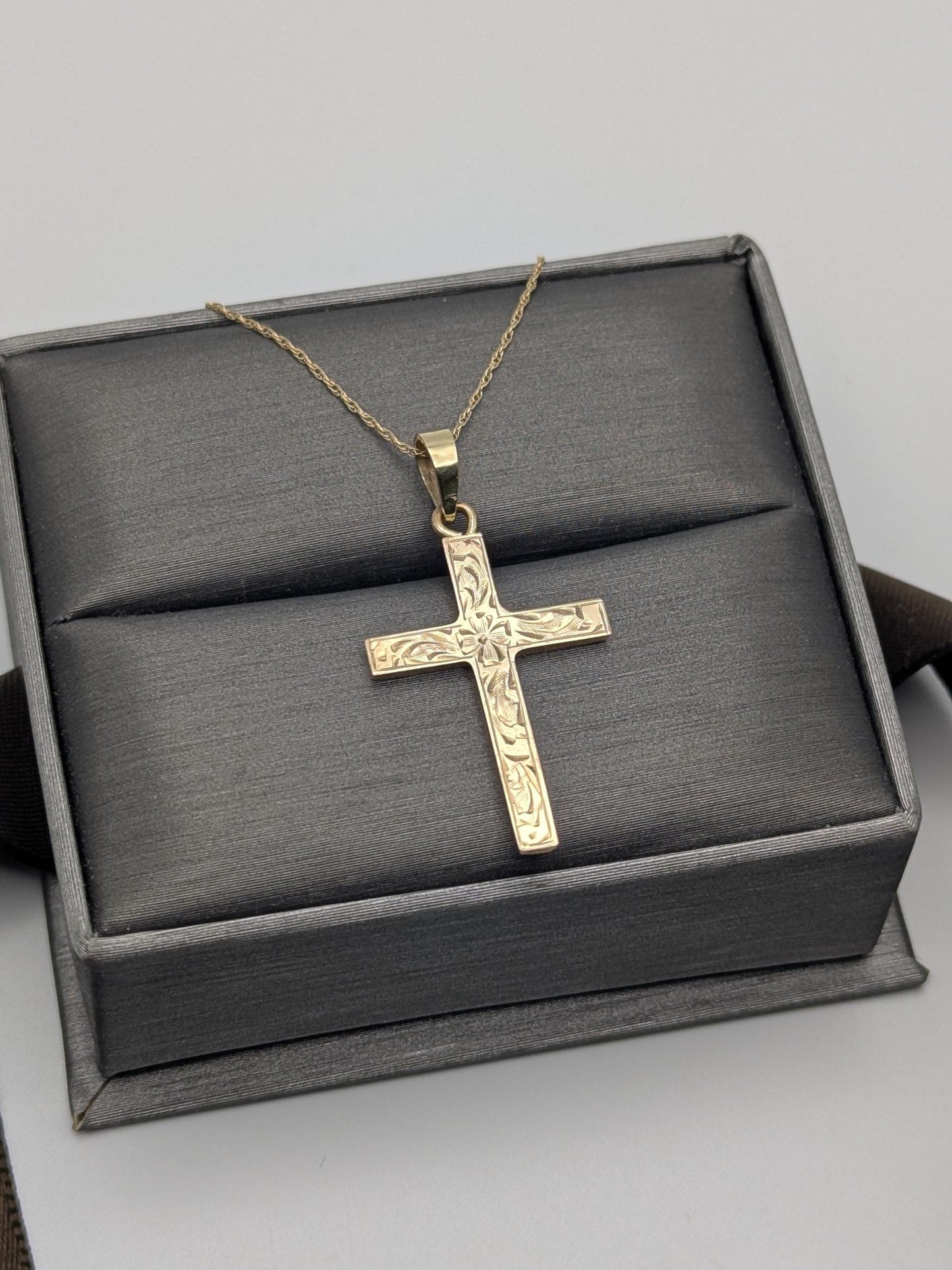 14k Yellow Gold Christian Cross Pendant Necklace 18 " Crucifix Necklace