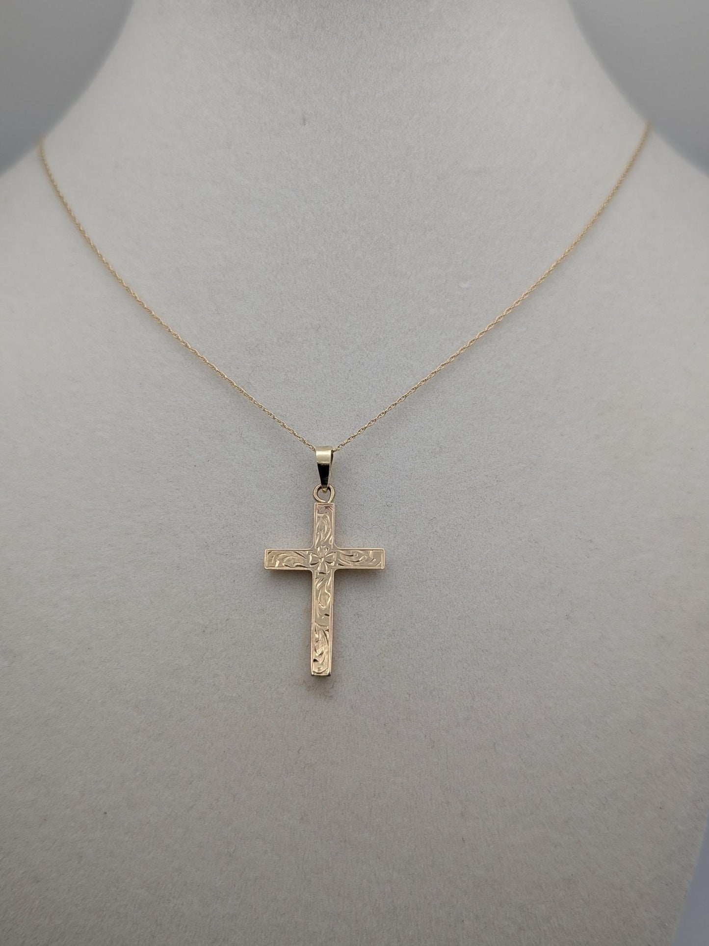 14k Yellow Gold Christian Cross Pendant Necklace 18 " Crucifix Necklace