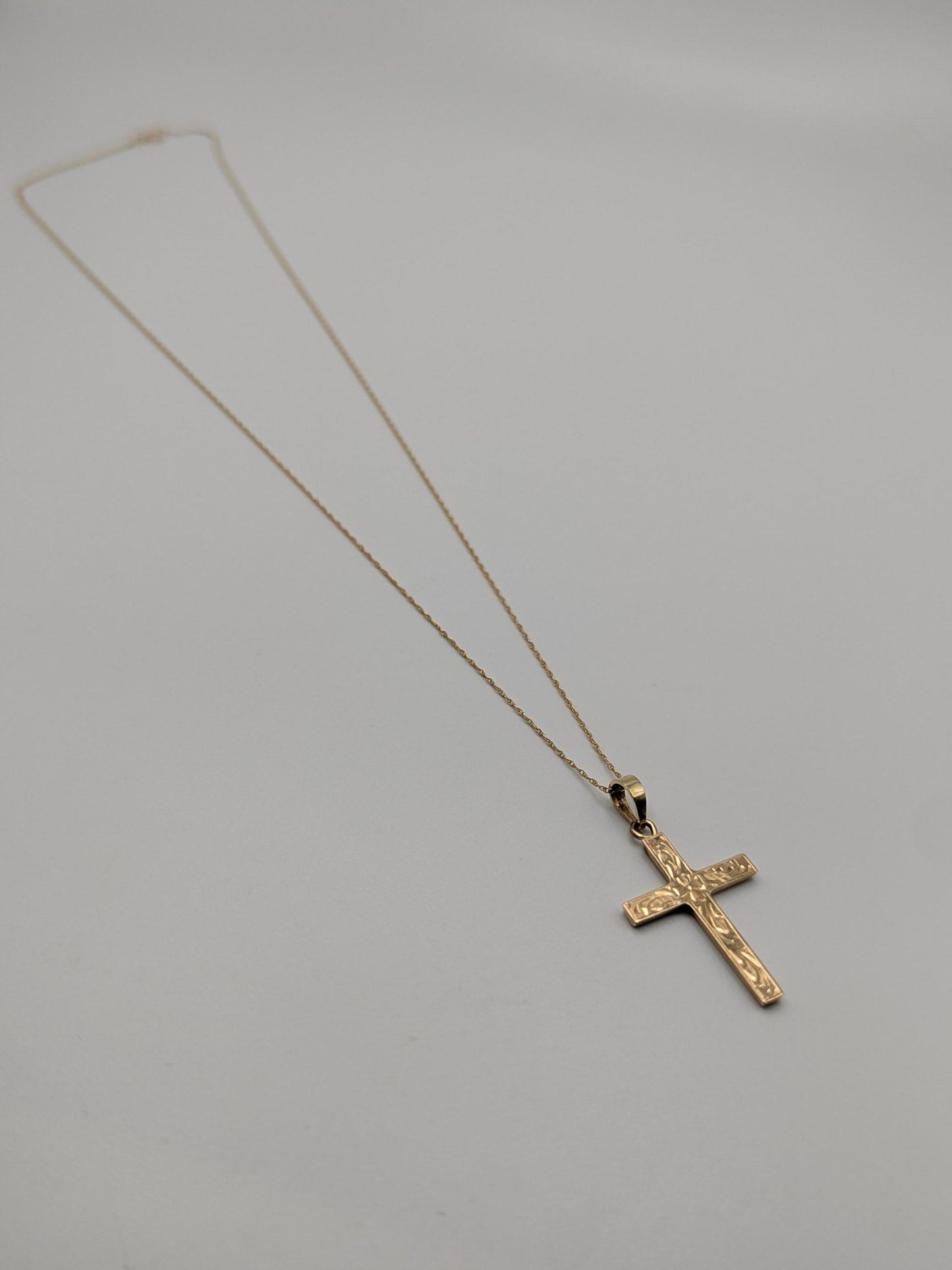 14k Yellow Gold Christian Cross Pendant Necklace 18 " Crucifix Necklace