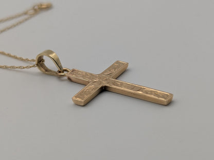 14k Yellow Gold Christian Cross Pendant Necklace 18 " Crucifix Necklace