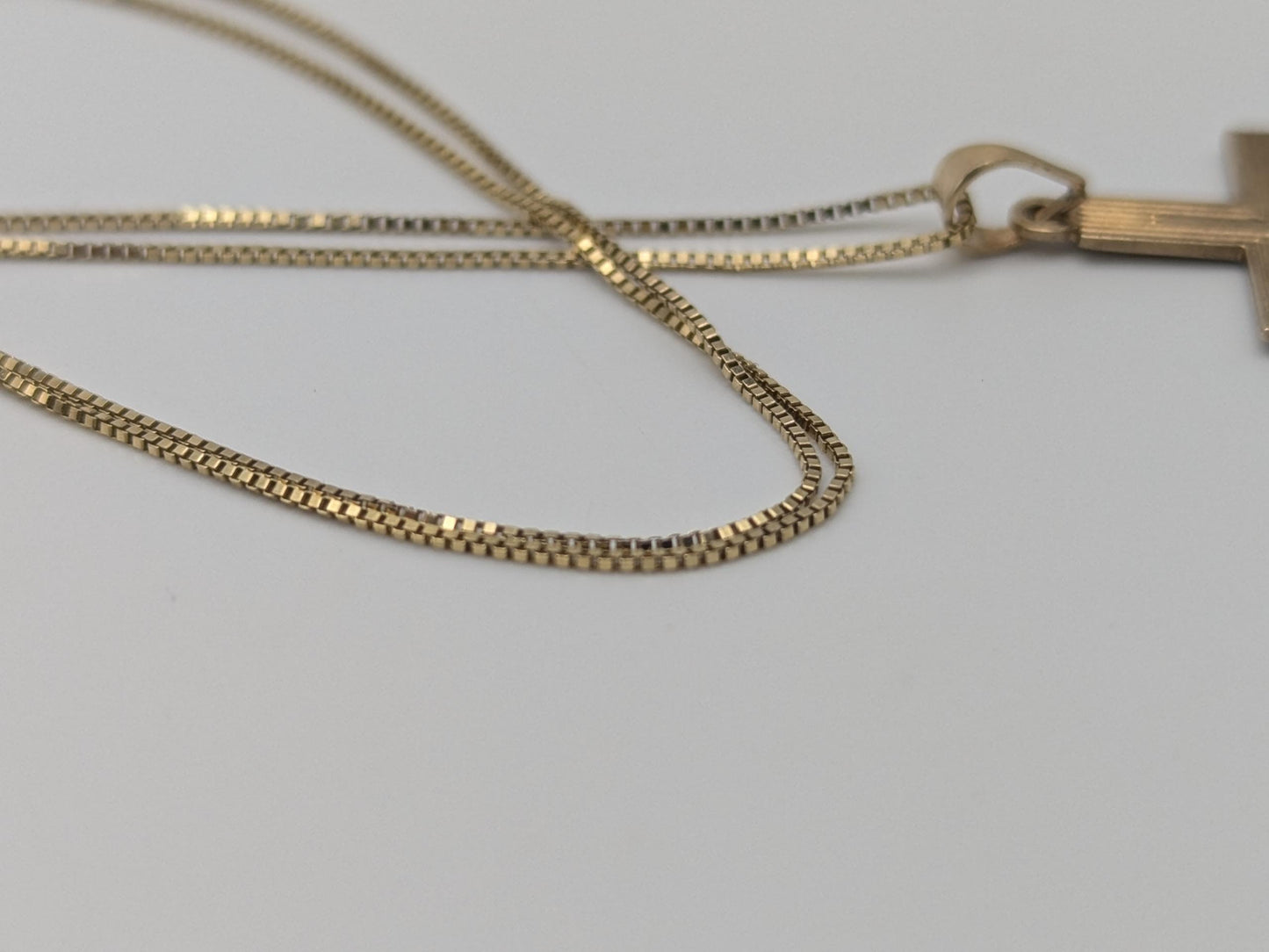 14k Yellow Gold Cross Christian Jesus Pendant Necklace Box Chain 18"