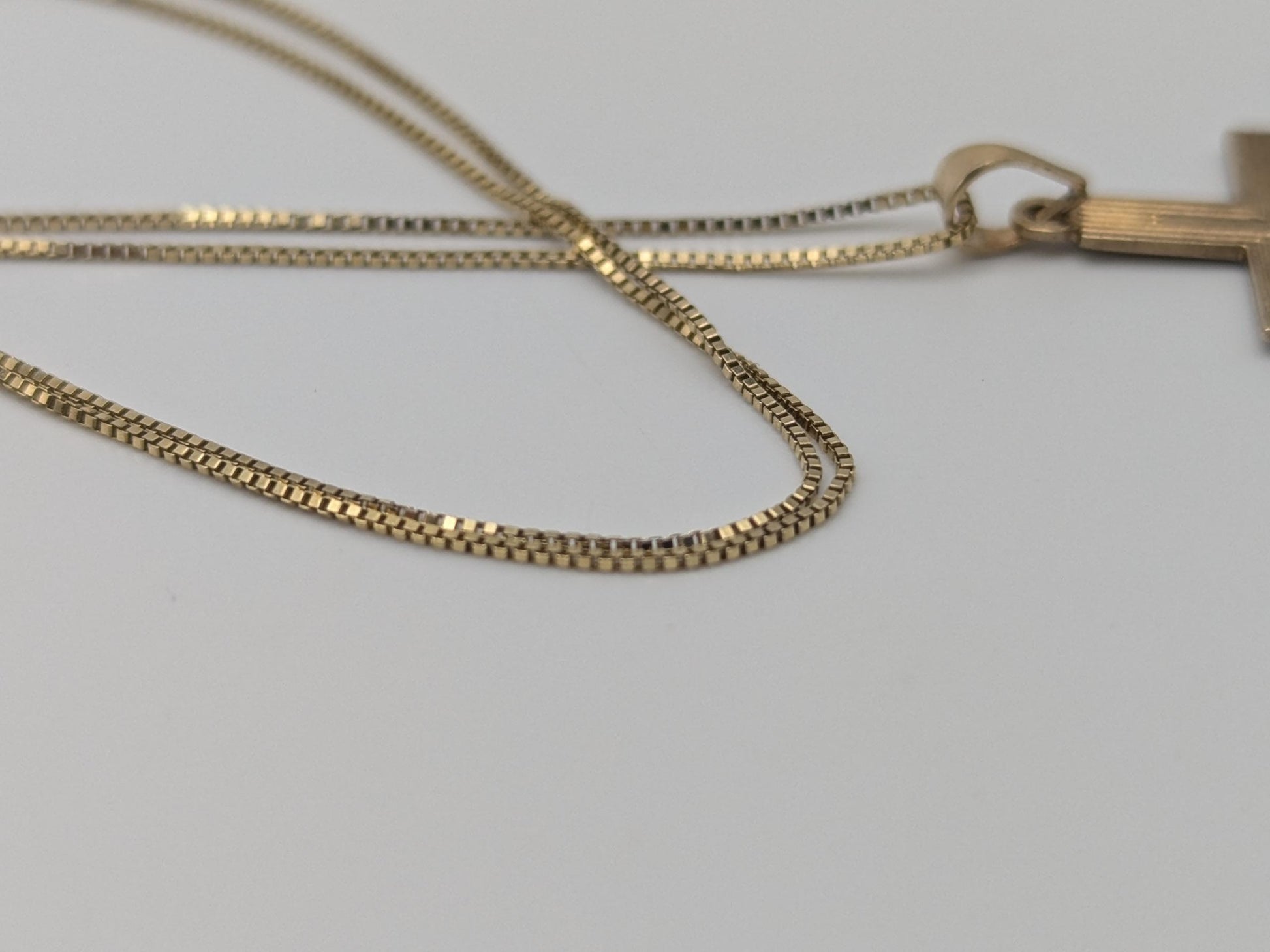 14k Yellow Gold Cross Christian Jesus Pendant Necklace Box Chain 18"