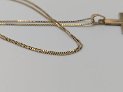 14k Yellow Gold Cross Christian Jesus Pendant Necklace Box Chain 18"