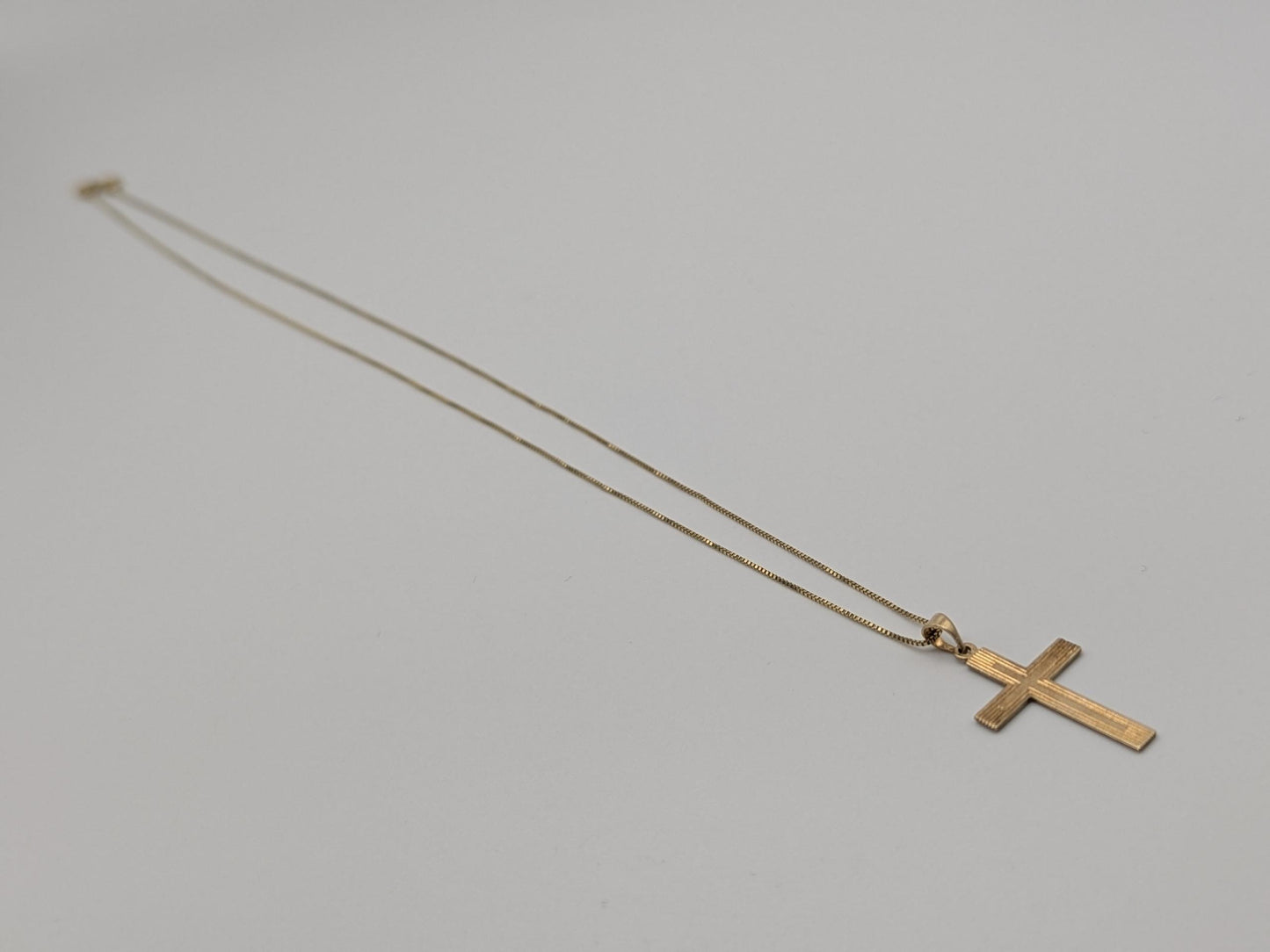 14k Yellow Gold Cross Christian Jesus Pendant Necklace Box Chain 18"