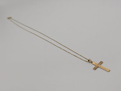 14k Yellow Gold Cross Christian Jesus Pendant Necklace Box Chain 18"