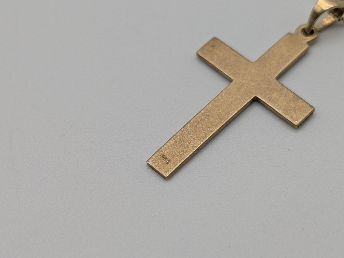 14k Yellow Gold Cross Christian Jesus Pendant Necklace Box Chain 18"