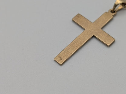 14k Yellow Gold Cross Christian Jesus Pendant Necklace Box Chain 18"