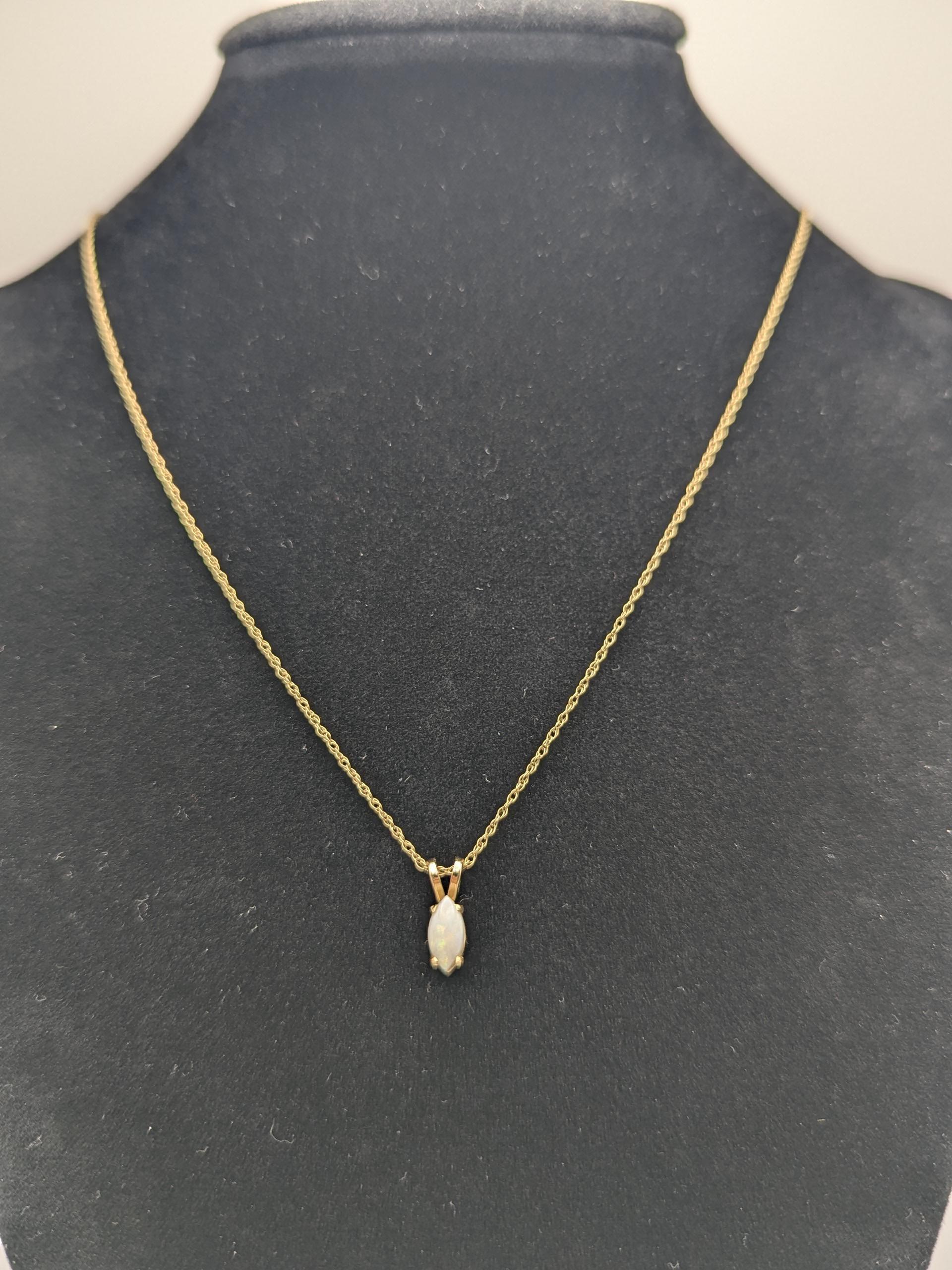 14k Yellow Gold Dainty Opal Necklace Chain with Pendant