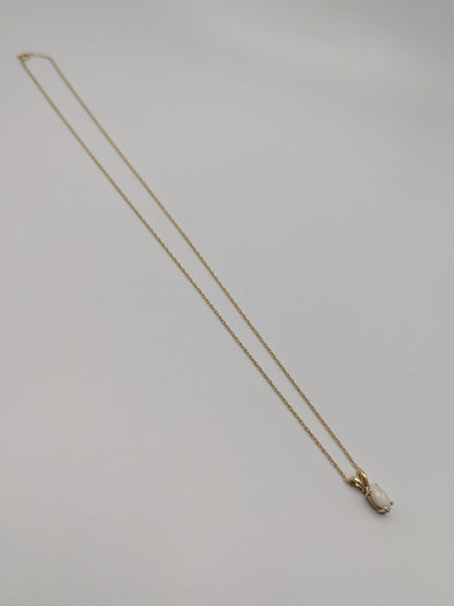 14k Yellow Gold Dainty Opal Necklace Chain with Pendant