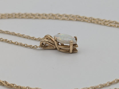 14k Yellow Gold Dainty Opal Necklace Chain with Pendant