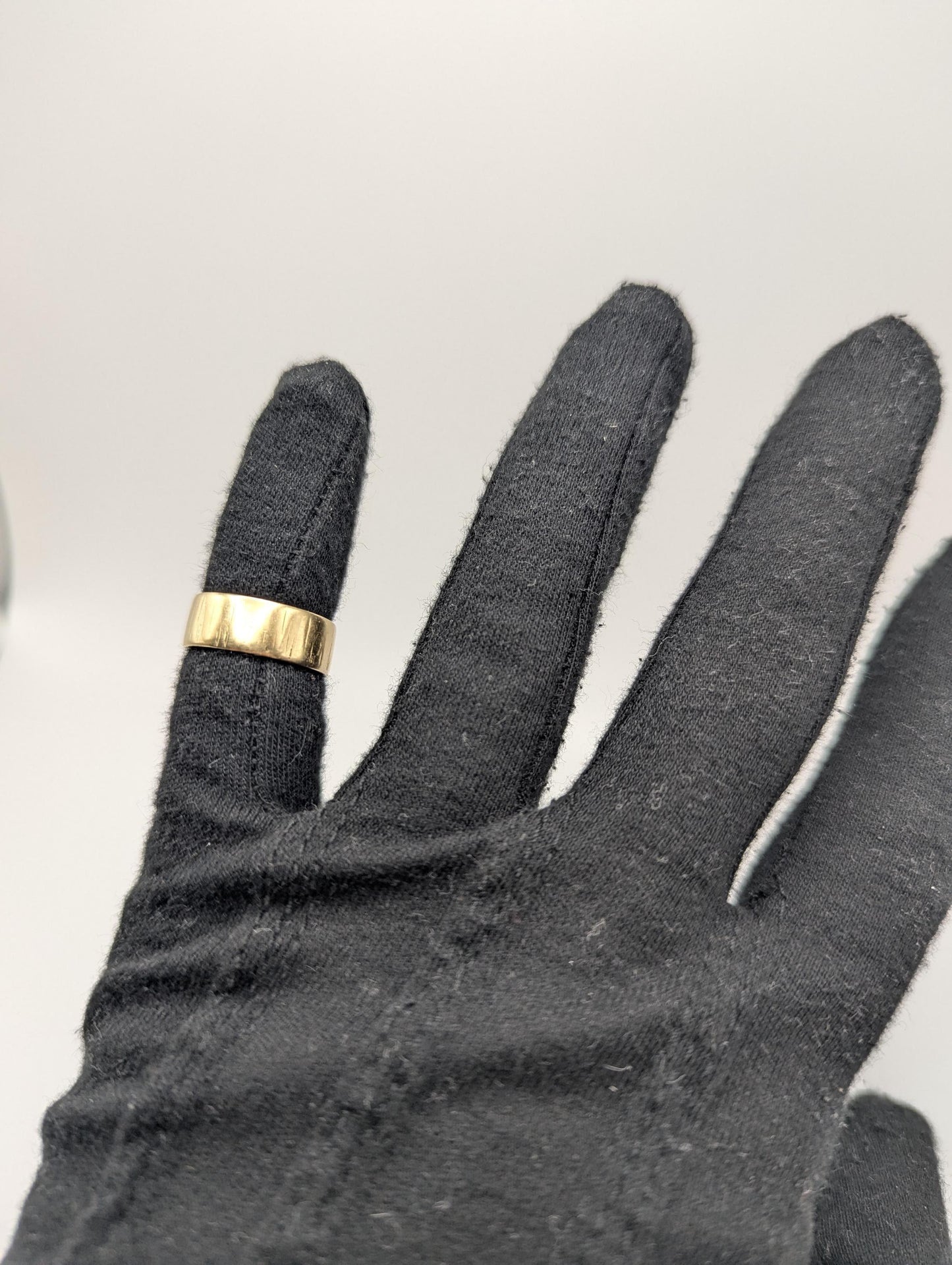 14k Yellow Gold Etched Design 7mm Wide Wedding Cigar Ring Comfort Fit