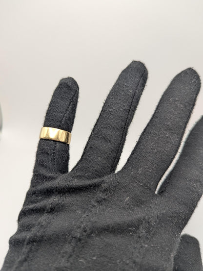 14k Yellow Gold Etched Design 7mm Wide Wedding Cigar Ring Comfort Fit