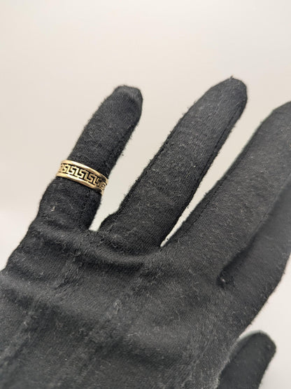 14k Yellow Gold Greek Key Design Ring Wedding Cigar Wide Band