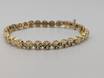 14k Yellow Gold HEAVY 10gr Link 8" Circular Link Bracelet Speciality Chain Link