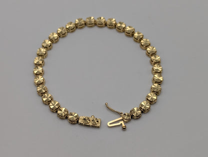 14k Yellow Gold HEAVY 10gr Link 8" Circular Link Bracelet Speciality Chain Link