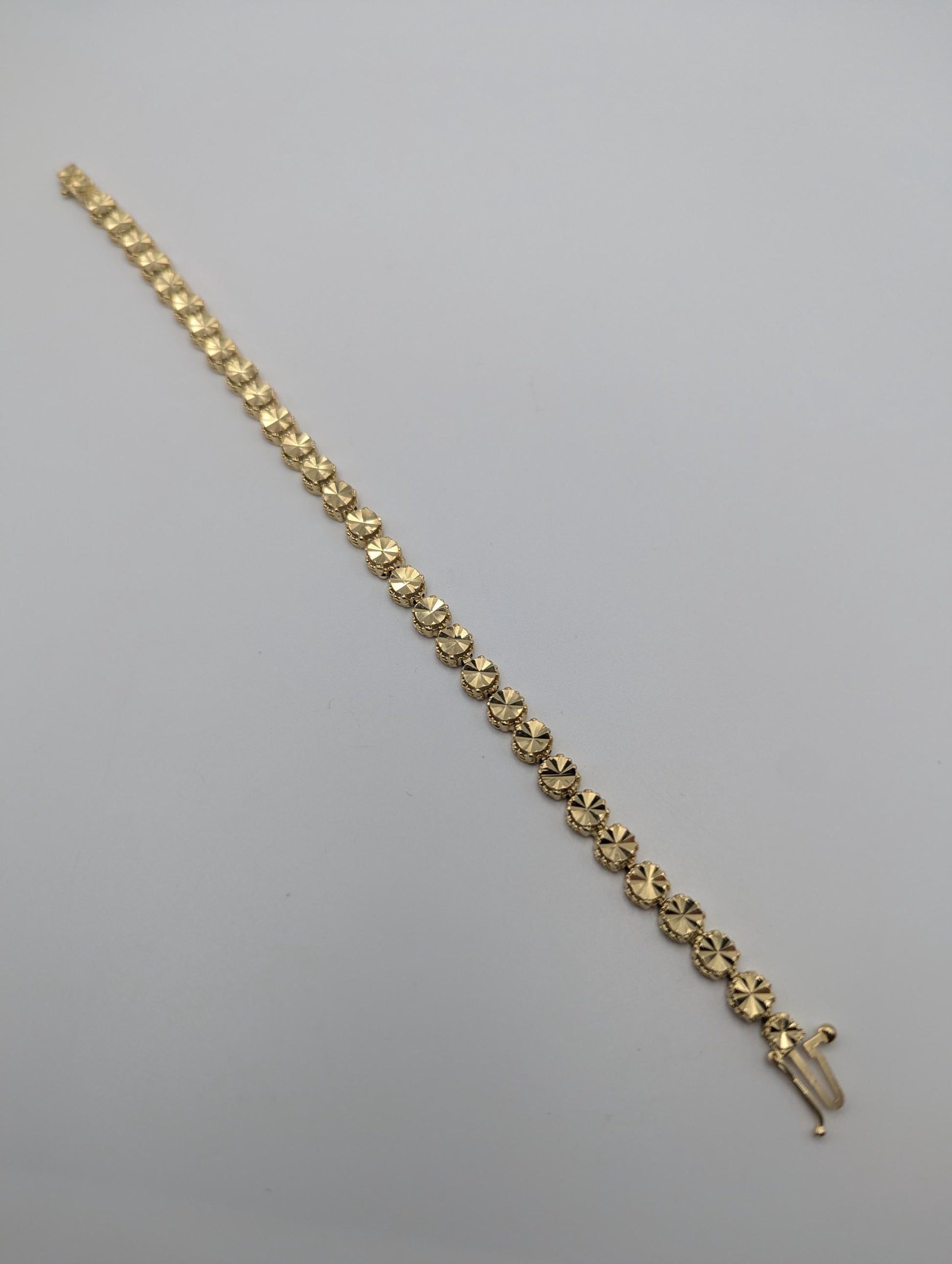 14k Yellow Gold HEAVY 10gr Link 8" Circular Link Bracelet Speciality Chain Link