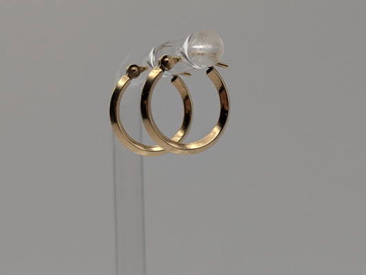 14k Yellow Gold Small Hoop Hammered Round Earrings Dainty Gold Hoops Hinged