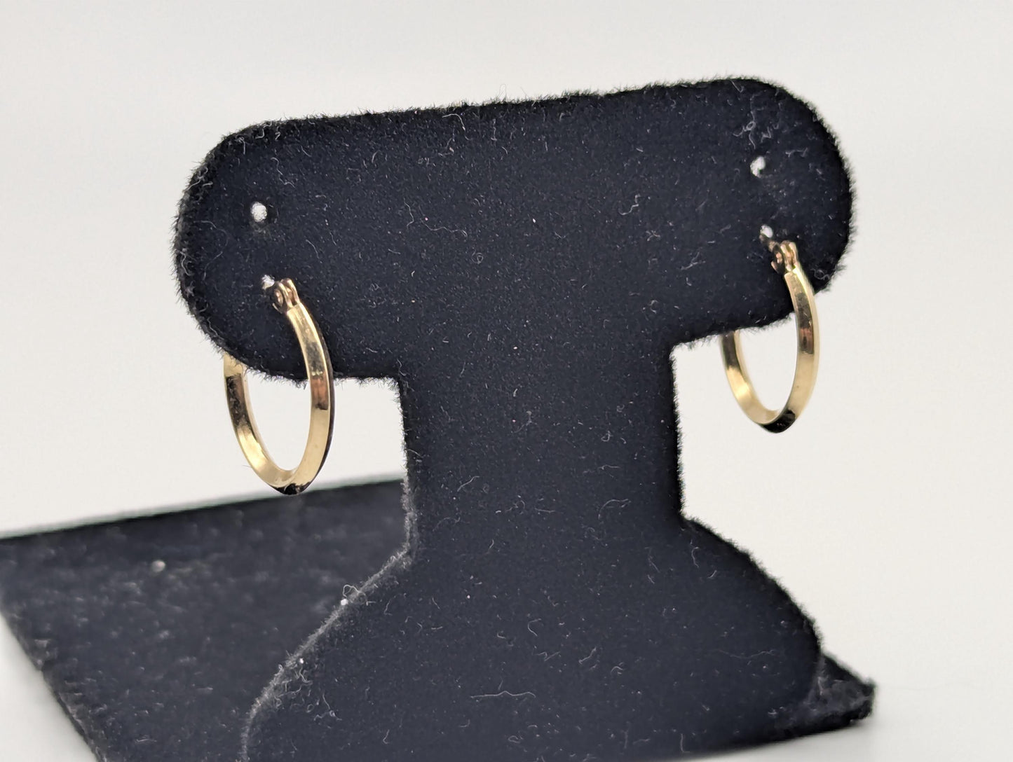 14k Yellow Gold Small Hoop Hammered Round Earrings Dainty Gold Hoops Hinged