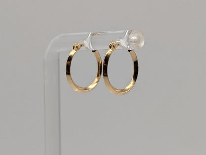 14k Yellow Gold Small Hoop Hammered Round Earrings Dainty Gold Hoops Hinged