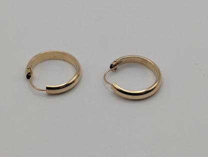 14k Yellow Gold Small Hoop Round Earrings Dainty Gold Hoops Hinged