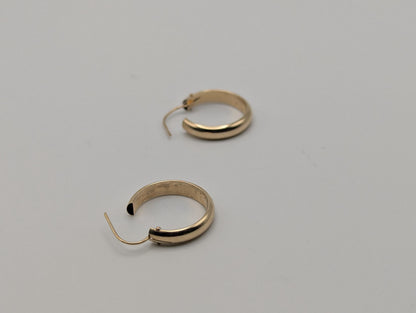 14k Yellow Gold Small Hoop Round Earrings Dainty Gold Hoops Hinged