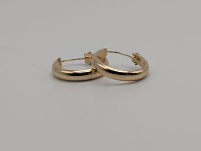 14k Yellow Gold Small Hoop Round Earrings Dainty Gold Hoops Hinged