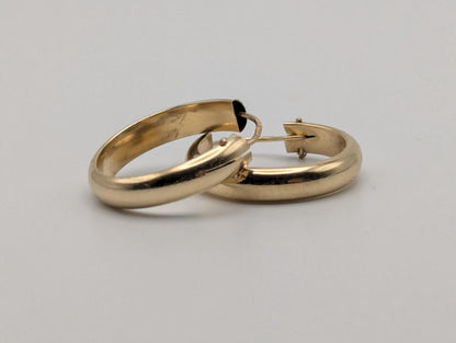 14k Yellow Gold Small Hoop Round Earrings Dainty Gold Hoops Hinged