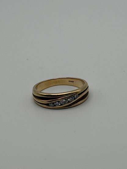 14k Yellow Gold Solid Gold Diamond Wedding Band Anniversary Ring