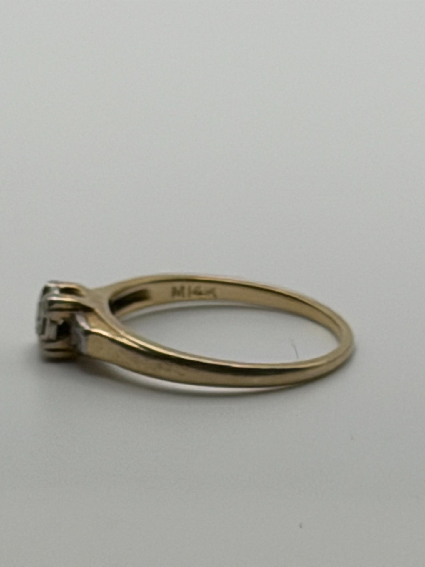 14k Yellow Gold Triple Diamond Engagement Ring Promise Ring Wedding Band