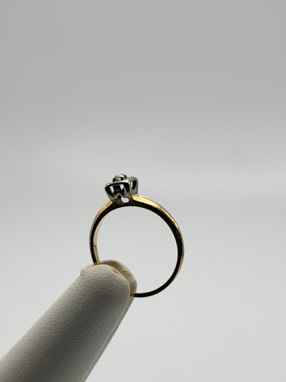 14k Yellow and White Gold Diamond Solitaire Wedding Ring. Engagement Ring