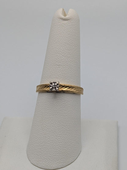 18k Vintage Two-Tone Gold  Diamond Engagement Ring Promise Ring