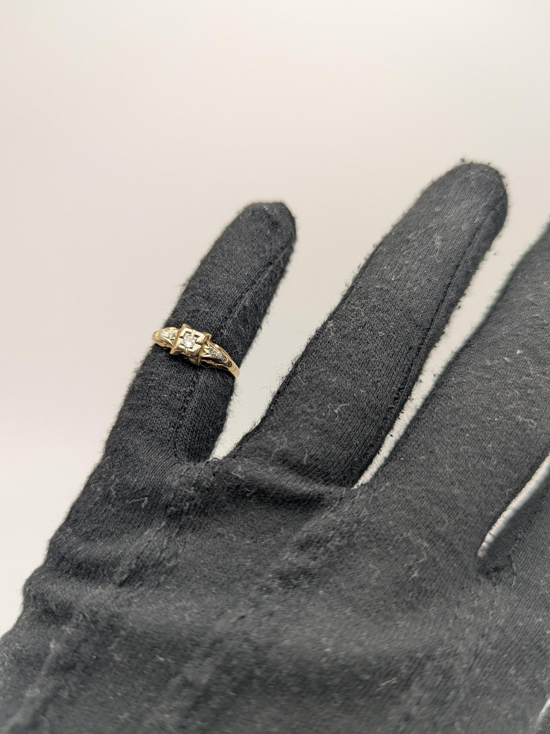 Antique Art Deco 14k Two-Tone Gold Cathedral Diamond Engagement Wedding Ring
