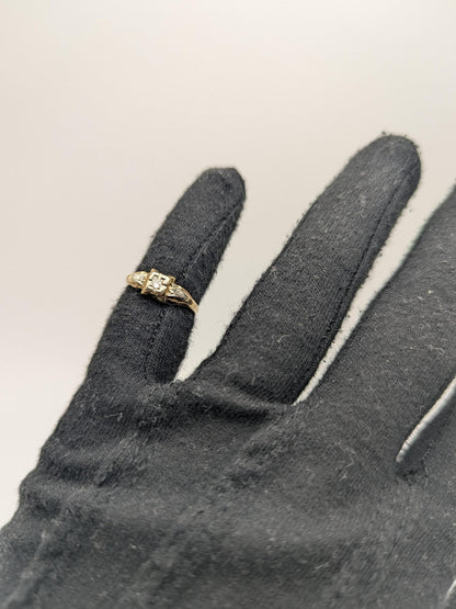Antique Art Deco 14k Two-Tone Gold Cathedral Diamond Engagement Wedding Ring