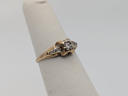 Antique Art Deco 14k Two-Tone Gold Cathedral Diamond Engagement Wedding Ring