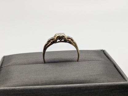 Antique Art Deco 14k Two-Tone Gold Cathedral Diamond Engagement Wedding Ring