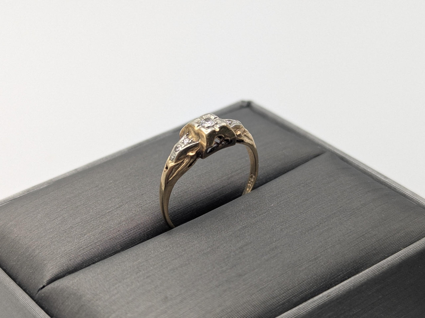 Antique Art Deco 14k Two-Tone Gold Cathedral Diamond Engagement Wedding Ring