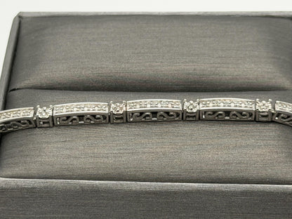 14k Heavy 7.9 gram Diamond Bracelet 7" Tennis Style Solid Gold Bracelet