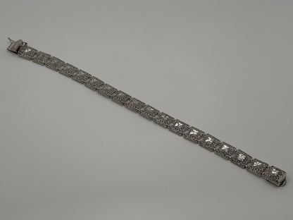 10k Heavy 7.6 gram Solid White Gold Diamond Cut Design Bracelet 7" Chain