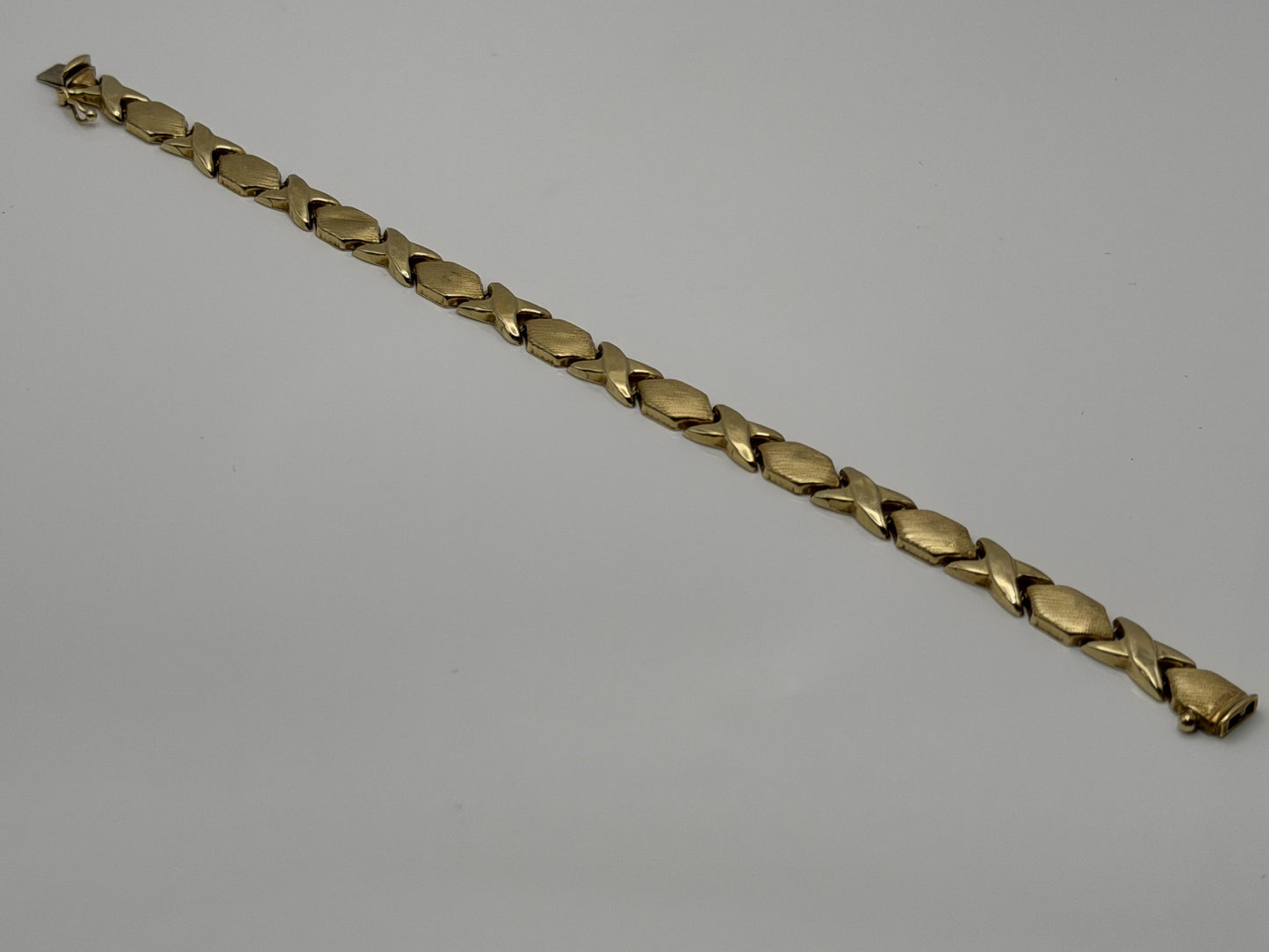 14k XOXO Solid Yellow ITALY Gold Heavy 8.5 gr Tennis Bracelet 8" Love Chain