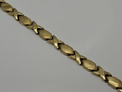 14k XOXO Solid Yellow ITALY Gold Heavy 8.5 gr Tennis Bracelet 8" Love Chain