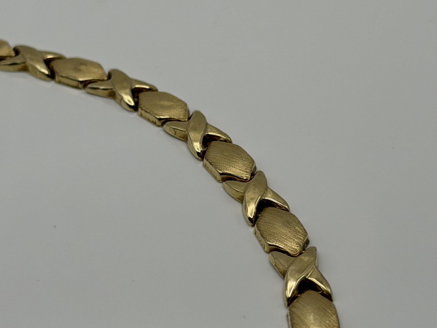 14k XOXO Solid Yellow ITALY Gold Heavy 8.5 gr Tennis Bracelet 8" Love Chain