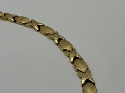14k XOXO Solid Yellow ITALY Gold Heavy 8.5 gr Tennis Bracelet 8" Love Chain