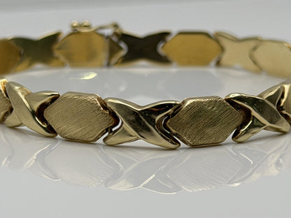 14k XOXO Solid Yellow ITALY Gold Heavy 8.5 gr Tennis Bracelet 8" Love Chain